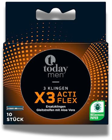Today Men 3 Klingen X3 Acti Flex 10 Ersatzklingen mit Aloe Vera Gleitstreifen