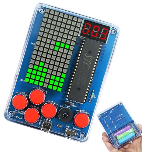 Kit per console da gioco fai da te, kit di costruzione elettronica, kit per console di gioco con alloggiamento in acrilico, kit di esercizi di saldatura, console di gioco retrò per adulti, studenti