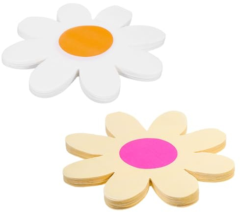 40 Stück Servietten Blumen Gänseblümchen Deko, Frühlingsservietten Daisy Geburtstag Servietten Blumenform Taufe Tischdeko Papierservietten Sommerfest Party Dekoration（Weiß und Gelb）
