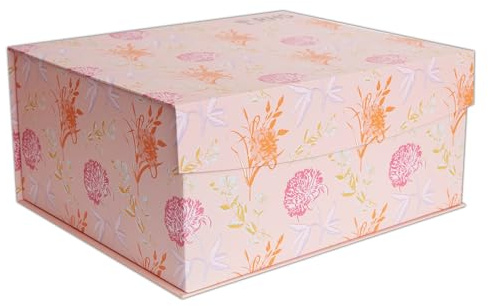 RHS Cardboard Storage Box Large, Bloom Design, Gift Boxes, Home Decoration, with Magnetic Lid Closure, Decorative Present Hamper Box, Craft Organiser, Keepsake and Memory Storage