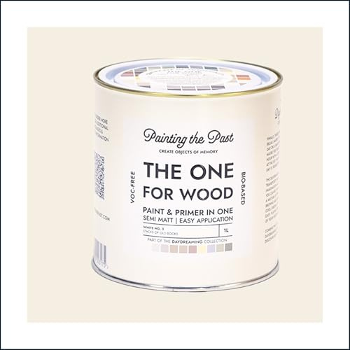 The One for Wood Paint & Primer 1L White No. 3 Stacks of Old Books | Semi Matt Finish, Bio-Based & VOC-Free Formula for Wooden Furniture & Surfaces | Durable & Easy Indoor Home Decorating