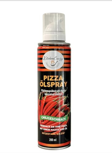 Ölspray Chili Geschmack – 1x200ml Rapsöl – für Heißluftfritteuse, Airfryer, Grill & Pfanne – kalorienarm kochen & braten, auch für Pizza und Salat. KitchenCrazy! SALE!!!