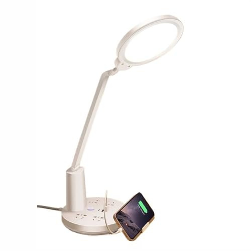 Lampade da comodino Lampada da tavolo a LED con 2 porte di ricarica USB, 1 porta di tipo C e 4 prese AC, lampada da lettura per la protezione degli occhi, 3 modalità di illuminazione, lampada da