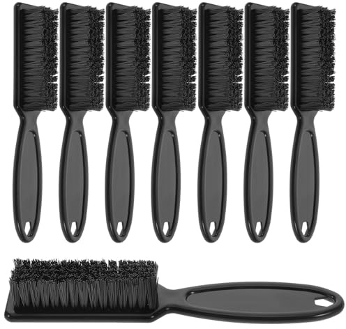 FONDOTIN 8pcs Black Plastic Barber Brush for Fades and Trimmer Cleaning, Gentle on The Skin Hair Clipper Cleaner, Effortlessly Remove Beard and Hair, for Professional Barbers and Personal