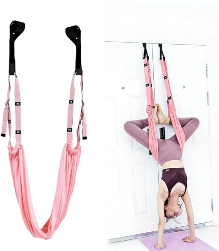 GYYXH Yoga Türhängband 150kg Polyester Baumwolle Rosa | Ohne Bohren, doppelte Sicherungsverschlüsse, rutschfest atmungsaktiv, kompakt transportabel, für Ballett Heimtraining