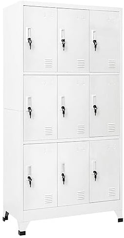 Hoopleep Schließfachschrank mit 9 Fächern, Stahl 90x45x180 cm Grau, robuster Spind für sichere Aufbewahrung von Kleidung, Möbel für Büro, Umkleide, Schule