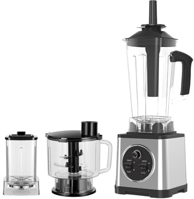 3 in 1 Multi-Function Professional Blender Food Processor - 2.5L+2L+0.8L Juicer Smoothie Maker with 15 Speeds, 1200W Smoothie Maker, Ice Crush (A)
