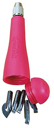 Speedball Linozip Safety Linoleum Cutters - 5 Cutter Assortment Pack Perfect for Beginners, Includes Lino Handle