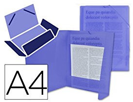 Liderpapel 919994 Chemise Polypropylène Dos Flexible Rabats A4 210 x 297 mm 400 Microns 100 Feuilles Élastique Translucide Bleu