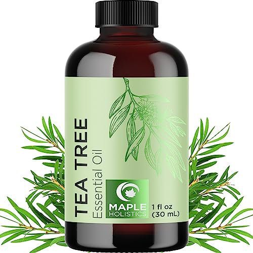 Pure Tea Tree Oil for Hair Skin and Nails - 100% Pure Undiluted Tea Tree Essential Oil with Dropper for Topical Uses Aromatherapy Diffusing and Home and Beauty DIYs - Vegan and Cruelty Free (1 Fl Oz)