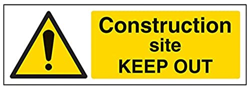vsafety Schilder 67072 ax-s Baustelle Warnung Keep Out Building Schild, selbstklebend, Landschaft, 300 mm x 100 mm, schwarz/gelb