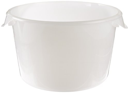 Rubbermaid Commercial Products Plastic Round Food Storage Container for Kitchen/Food Prep/Storing, 12 Quart, White, Container Only (FG572600WHT)