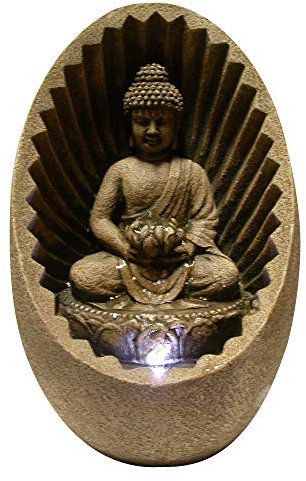 Alpine Corporation Buddha Tabletop Fountain with LED Light WIN322