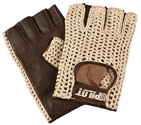 Pilot-1 71416 - Guanti guida mezze dita, Pelle naturale, Marrone, Taglia L