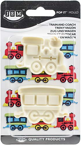 PME 2pcs Grand/Petit Pop It Train et Coach Moule pour Décoration de Gâteau Ivoire 1.6 * 9.1 * 16cm