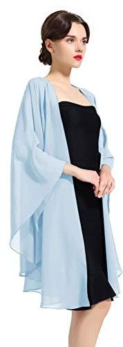 BEAUTELICATE Chiffon Schal Stola Bolero Damen Für Abendkleid Festlich Hochzeit Braut Frühling Sommer Jacke Hellblau,Einheitsgröße