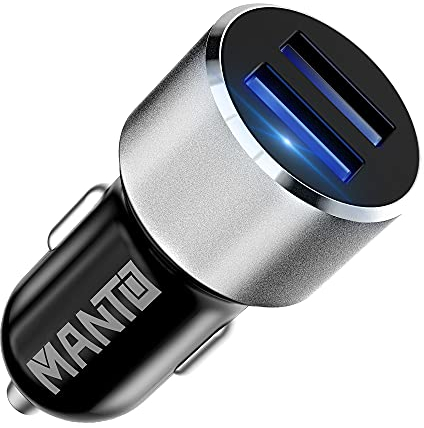 MANTO Auto USB Ladegerät, 2-Port Zigarettenanzünder USB Adapter (12-24V, 2,4A), Intelligente Schnellladetechnologie, kompatibel mit iPhone, Samsung Galaxy u.v.m..y