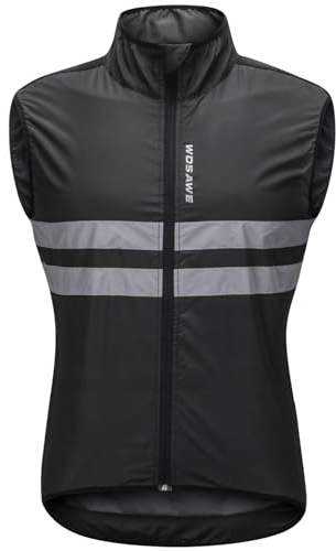 WOSAWE Veste Haute visibilité Hommes Coupe-Vent Ultraléger Respirant Gilet Réfléchissant avec Poches pour Course à Pied ou Vélo