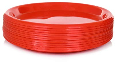 Mintra Home Lot de 12 Assiettes en Plastique Réutilisables Rondes, 25.4 cm, Sans BPA, Passant au Micro-ondes et au Lave-vaisselle pour Fête, Cuisine, Dîner et Déjeuner (Rouge)