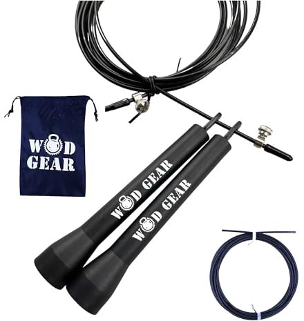Skipping Rope/Fitness Jump Ropes - WOD/Double Unders By WODGEAR. Adult Men & Women 3m Ropes With Enhanced Ergonomic Plastic Handles, Lightweight Spare Wire And Carry Bag. Perfect For Gym, Boxing, MMA