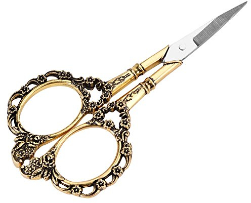 Nähen Schere, Edelstahl Schneider Schere Vintage Blumenmuster Handwerk Schere Handstickerei Handwerk DIY-Tool(Gold)