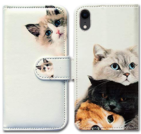Bcov iPhone XR Wallet Case, Cute Brown Cat Leather Flip Wallet Case Cover with Card Slot Holder Kickstand For iPhone XR