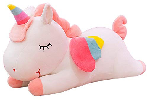 FeiWen Enfants Peluche Licorne Enfants Licorne Animaux en Peluche Cadeau De Noël Décoration D'intérieur (Blanc 2)