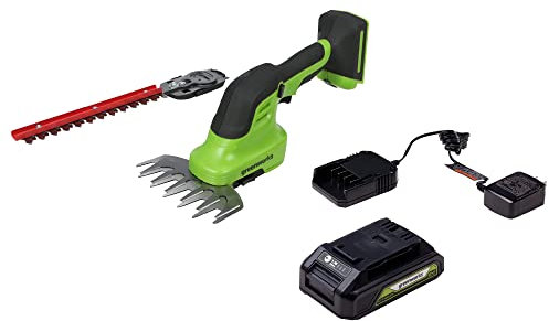 Greenworks 24V Cordless Shear Shrubber, 1.5Ah USB Battery and Charger Included