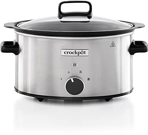 Crockpot Sizzle & Stew Slow Cooker | 3.5 L (3-4 People) | Removable Hob-Safe Bowl Sears Meat & Vegetables | Stainless Steel [CSC085], Manual