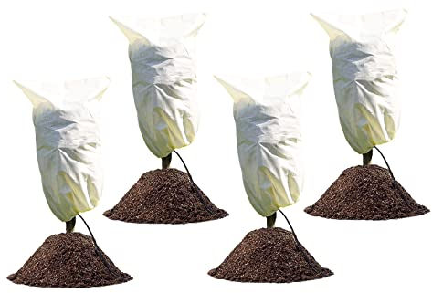 LINSOCLE 4 Stück Winterschutz für Pflanzen Frostschutz Außen 100 x 80cm, Pflanzenschutz Wintervlies Pflanzenschutzsack für kübelpflanzen Olivenbaum Palmen Pflanzenabdeckung Winter