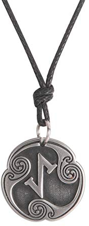 Amaxer 24 Runen Talisman Wikinger Schmuck Asatru-Halskette für heidnische Wicca-Anhänger nordische Runen Vintage Amulett verstellbare Seilkette