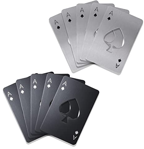 Set - Praktischer Bieröffner Lustiger Flaschenöffner, Edelstahl-Kreditkarte Größe Bieröffner Kappe, Casino Poker Dosenöffner für Restaurant, Küche, Hochzeit,Party Favorite（10, schwarz/weiß）