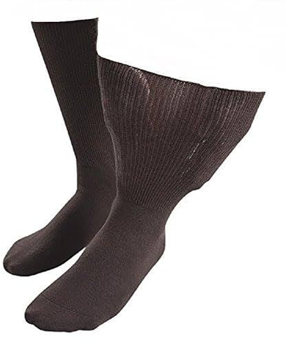 SockShop Iomi Footnurse - Mens & Womens Unisex Extra Wide Soft Cotton Oedema Socks for Swollen Feet (4-7 UK (37-42 eur), Dark Brown)
