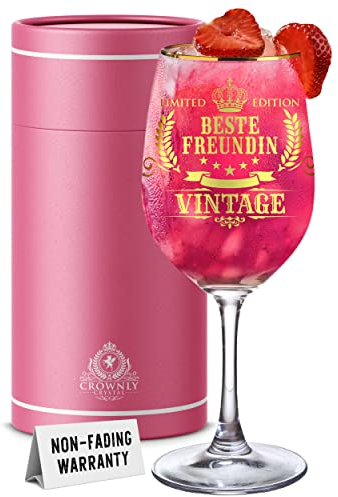 CROWNLY CRYSTAL® Weinglas Geschenke Für Freundin Beste Freundin Geschenke Für Frauen Weinglas Mit Gravur Personalisierte Geschenke Beste Freundin Glas Mit Gravur Coole Geschenke