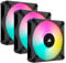 Corsair iCUE AF120 RGB ELITE 120mm PWM Triple Fan Kit - Eight RGB LEDs Per Fan - AirGuide Technology - Fluid Dynamic Bearing - Zero RPM Fan Mode - Included iCUE Lighting Node CORE Controller - Black