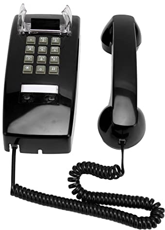Retro-Wand Telefon Im Alten Stil, Wasserdichtes Festnetz-Kabel Telefon mit Lautstärke Regler, Vintage Wand Telefon für Heim, Schule und Büro-Schwarz