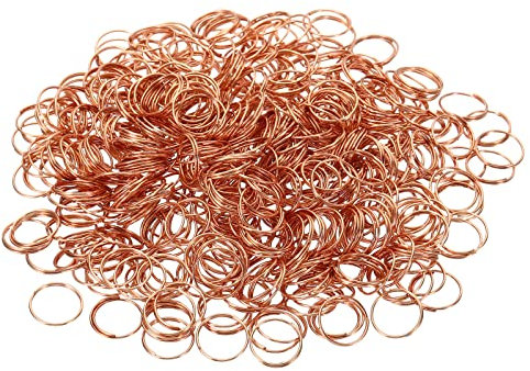 PATIKIL Mini Split Rings, 500 Pack 11mm/0.4 OD Split Circular Ring Stainless Steel Clip Ring for Fastening Chandelier Crystal Lamp Accessories, Rose Gold