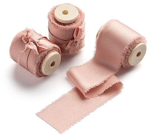 AOKSUNOVA 3,8cm Schleifenband Rosegold Satinband Geschenkband Breit Hochzeit Stoffband Geschenkbänder