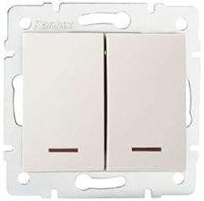 Bouton Poussoir Encastrable Double avec Voyant Lumineux LED LOGI Crème
