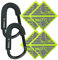 Babies1st Spar Set: Große Karabiner 14 cm (2-er Set) und Kinderwagen Reflektoren 12 x 12 cm Neon Gelb (4-er Set)