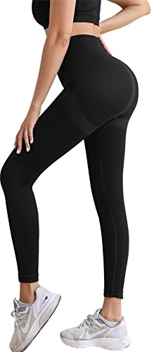 Lishang Sport Leggings Damen High Waist Blickdicht Scrunch Butt Leggings Push Up Booty Sporthose Seamless für Gym Yoga Fitness