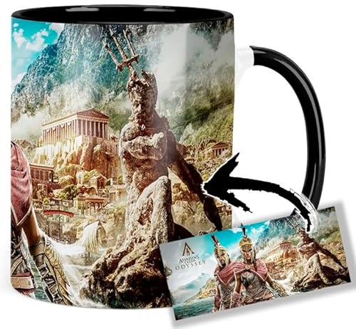Assassins Creed Odyssey Alexios Kassandra Tasse Innen & Henkel Schwarz Keramikbecher Mug