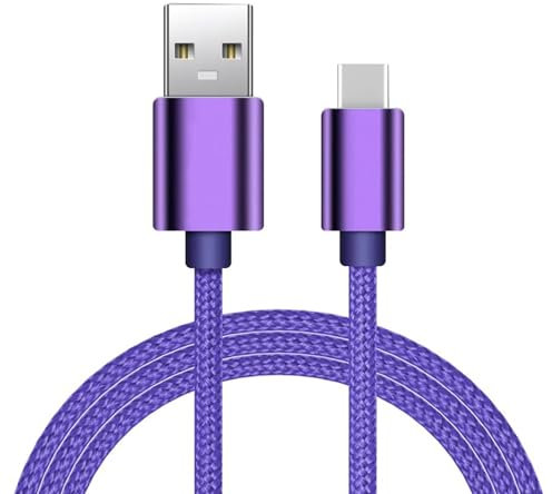 MOBISTAR USB C Charger Cable 2M, Type C Fast Charging Cable 3A Nylon Braided Lead Compatible with Samsung Galaxy S23/S22/S21/A54, MacBook, Huawei, Google Pixel, Sony Xperia, OnePlus (Purple, 2M)