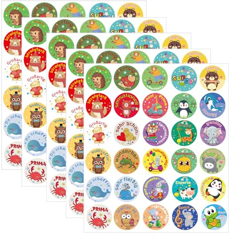600 Stück Lehrer Belohnung Aufkleber Deutsch Belohnungssticker Motivationsaufkleber Schüler mit 30 Motive Belohnungsaufkleber Deutsch Lehrerbedarf Sticker Belobigung Schüler Reward Sticker