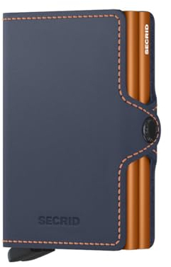 Secrid Miniwallet Matte Night-Blue & Orange aus Leder, in der Farbe Blau/Orange, für 4 Karten mit oder 6 Karten ohne Prägung, Maße: 10,2 x 6,5 x 2,1 cm, TM-Night Blue & Orange