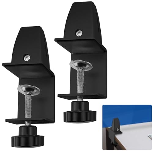 SPEACOUR 2 PCS Desk Divider Clamp Screen Partition Clip Adjustable Desktop Privacy Panel Clip Aluminum Desk Partition Support Brackets Sneeze Guard Support Clamp Office Desk Shield Clamp, Black