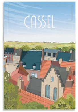 Jdheeh Vintage-Poster auf Leinwand, Motiv: Kassel, Wanddekoration, Poster, 60 x 90 cm