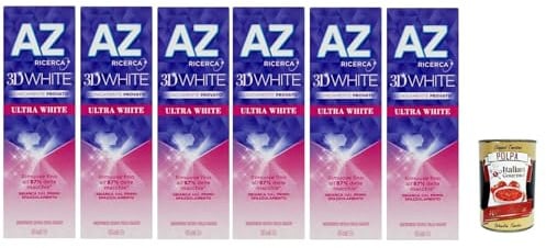 Italian Gourmet Dentifricio Ultra White Zahnpasta sbiancante hell 6 x 65ml | Für tägliche Mundhygiene, aiuta a ridurre macchie superficiali e lascia, Gesamtnettogewicht 390 ml + Kostenlos Polpa 400g