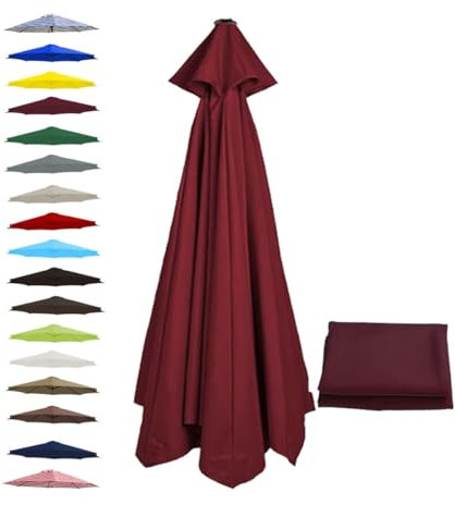 BEEGMA Replacement Parasol Canopy 2.0m 2.50m 2.70m 3.0m Canopy Replacement Top 6 Arms Patio Garden Beach Umbrella Canopy Cover(Color:Burgundy,Size:2.50m/8.2FT)