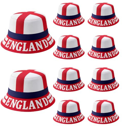 Spindle England Euro 2024 Bucket Hat St George Cross Flag Football Sun Hat UV Protection Reversible Fisherman Euros One Size 10 Pack